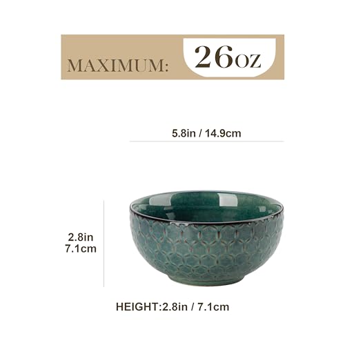 Cereal Bowls 30 Ounce Ceramic Green Soup Bowl for Kitchen (30 OZ / Green)