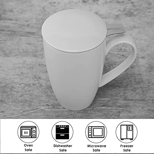 Porcelain Tea Mug with Infuser and Lid (White)