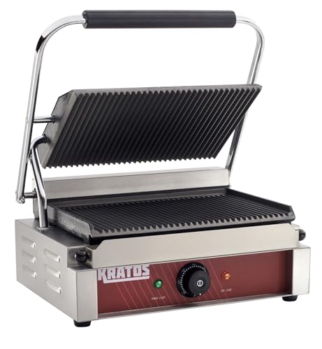 Commercial Electric Panini Sandwich Grill with Grooved Plates (Medium w/ Grooved Plates)