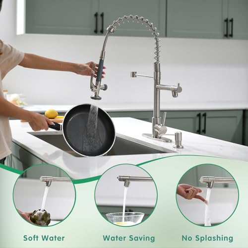 4 Hole Kitchen Sink Faucet with Soap Dispenser Brushed Nickel (Brushed Nickel)