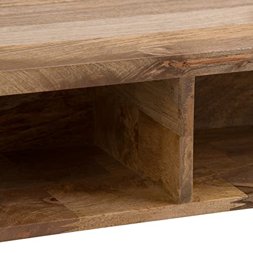 Lockhart 30" Wide Solid Mango Wood Drum Coffee Table in Natural (Wide Lift Top Coffee Table / 48 inch / Refined Natural)