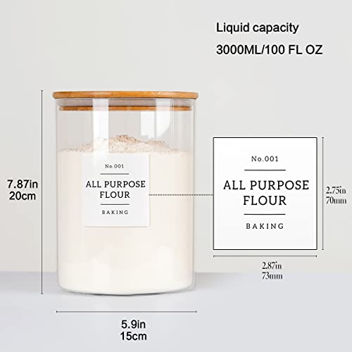Large Glass Storage Jars With Airtight Bamboo Lid (3000ml)