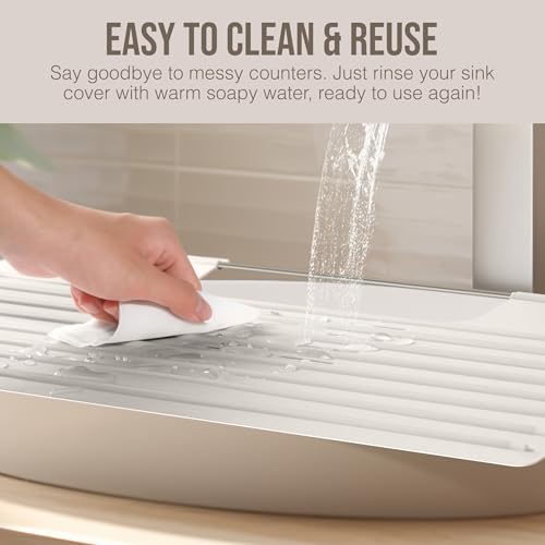 Bathroom Sink Cover for Counter Space (Taupe / Large)