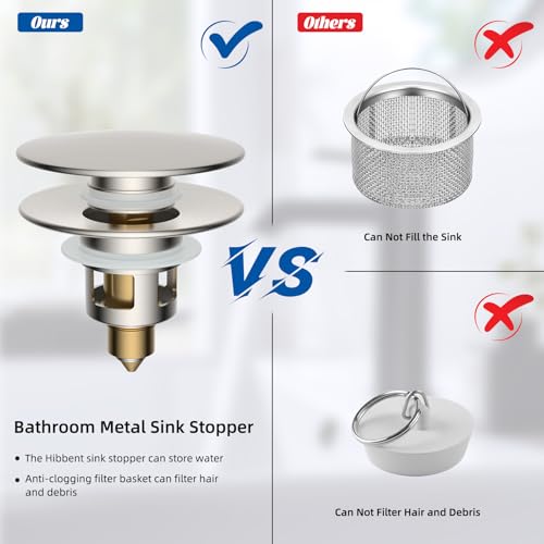 2 Pack All Metal Upgraded Bathroom Sink Stopper (Brushed Nickel)