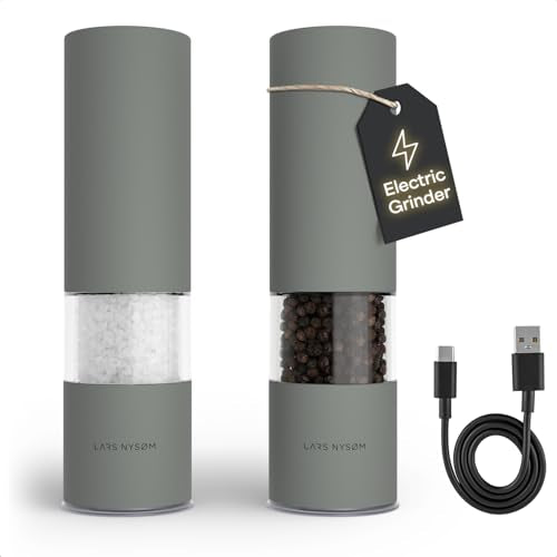 Electric Salt and Pepper Grinder Set (Ash Gray / Set of two electric mills)