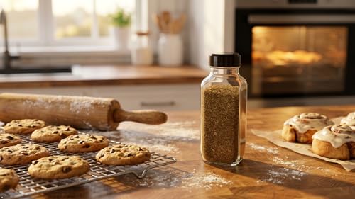 Glass Spice Jars with Shaker Lids (French Square 16oz Black Set of 3)
