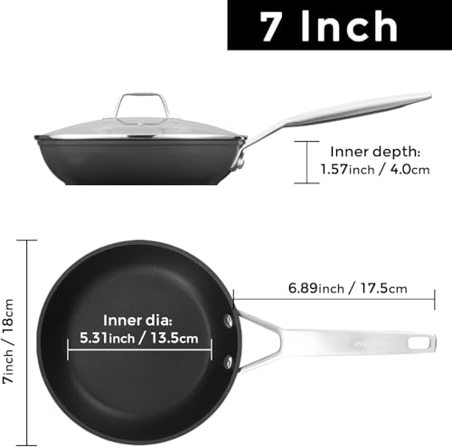 7 Inch Small Nonstick Frying pan with Lid (7-inch with lid)
