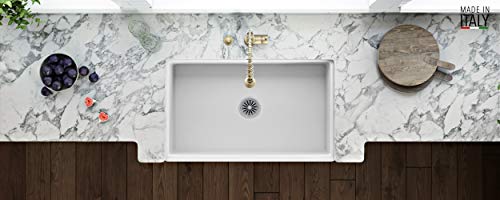 33x20 in White Reversible Fireclay Farmhouse Sink (33 Inch - Single Bowl)