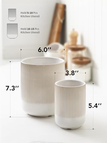 Utensil Holder for Kitchen Counter (Warm White Glaze)