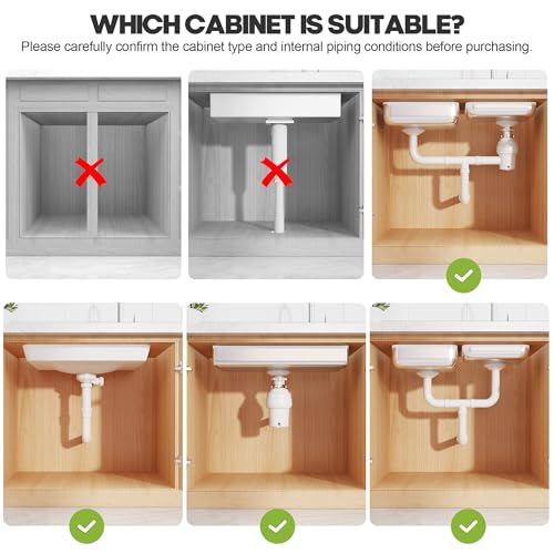 1 Pack-19"-32"W Expandable Under Sink Organizer With Upgrade Ball-Bearing Slide,2-Tier Pull Out Under Cabinet Organizer Height Adjustable,Not Suitable For Cabinets With Partitions In The Middle (1 Pack-19"-32"W / White)