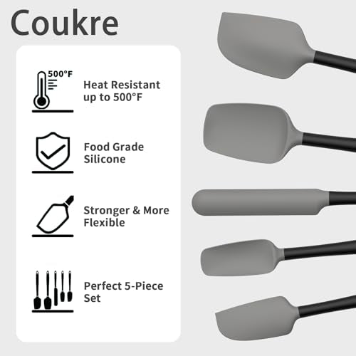 Silicone Spatula Set of 5 (Gray Black)