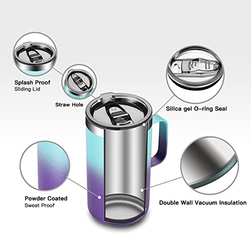 20 oz Insulated Coffee Mug (A1.Green Purple / 20 ounces (1 pack))