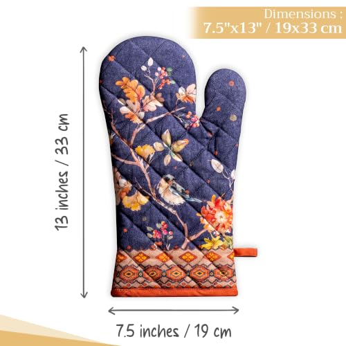 Maison d'Hermine Oven Gloves 100% Cotton Oven Mitt (020 - Kelim - Infinity / 7.5" x 13" (Oven Mitt))
