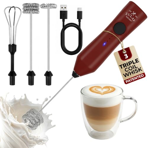 Rechargeable Milk Frother Handheld (Zulay Dynamic Black & Red / Rechargeable Z1 Motor Max)