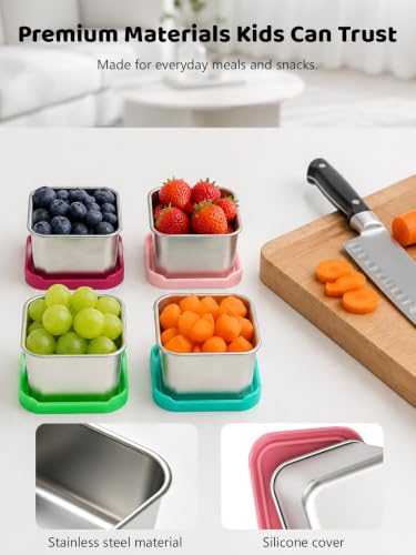 6 Pack Stainless Steel Snack Containers for Kids (color1)