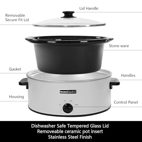 7 Quart Slow Cooker Oval Manual Pot Food Warmer with 3 Cooking Settings