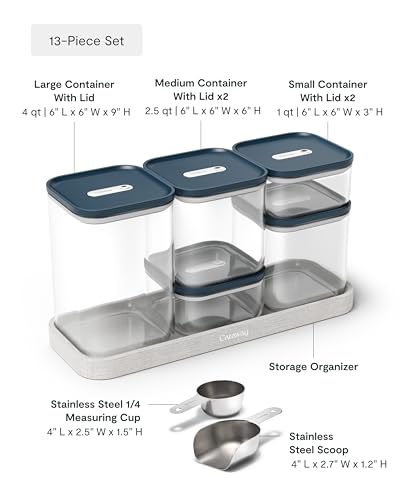 13 Piece Glass Airtight Food Storage Containers with Lids (Navy / 13-Piece Set)