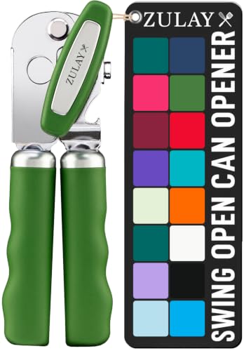 Stainless Steel Swing Open Manual Can Opener Comfortable Grip (Artichoke Green / Swing Open)