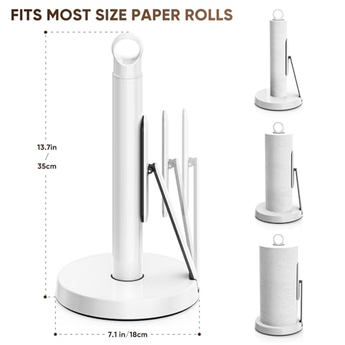Heavy Duty Paper Towel Holder with Tension Arm (White)
