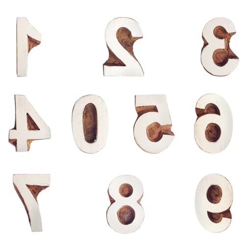 Number Wooden Block Printing Stamps (1 x 1.6 inches / Bulk01_10f)