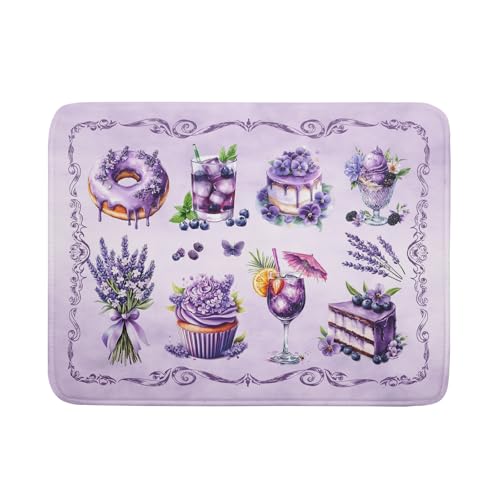 Purple Coffee Matt for Counter Sweet Dish Drying Mats for Dessert Lover Large Size Absorbent 18 X 24 In (Dreamy Dessert Purple / 24" x 18")