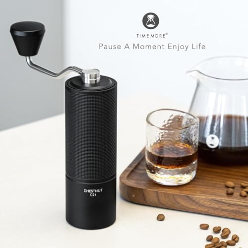Chestnut C2S Manual Coffee Grinder Capacity 25g with CNC Stainless Steel Conical Burr (Black / Chestnut C2S)
