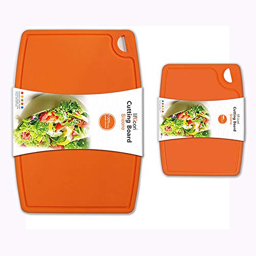 Thick Silicone Cutting Boards for Kitchen Silicone Chopping Boards (9.1"L x 7.1"W & 14.6"L x 10.4"W / Orange)
