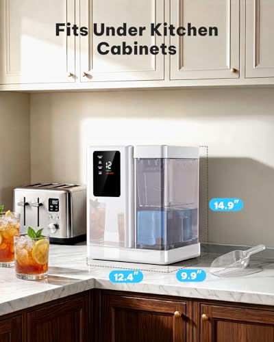 Nugget Ice Maker Countertop with 3L Detachable Tank (White PRO / 44lbs)