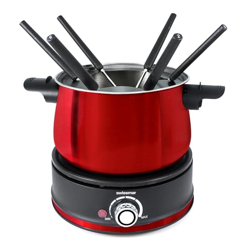 Arolla 10 Pieces Stainless Steel Electric Fondue Set (Red)