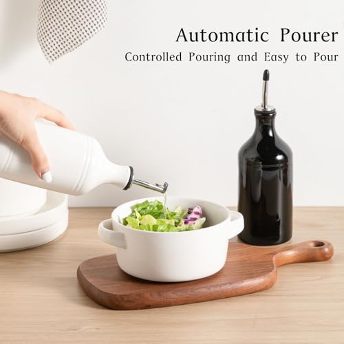 Sweejar Ceramic Olive Oil Dispenser Bottle Set (15.5 oz, Set of 2 / WhiteBlack)