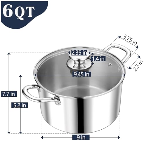 6 Quart Tri Ply Stainless Steel Stock Pot
