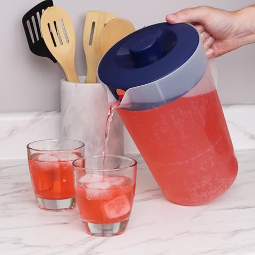Water Pitcher with Lid 1 Gallon Pitcher BPA Free & Phthalate Free (Navy)