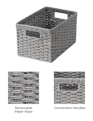 Wicker Storage Baskets (Gray (Paper Rope) / 2x 13"L x 8¼"W x 7"H)