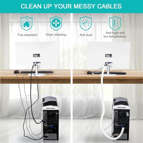 2 Pack 5ft 1 inch White Cable Sleeve (2 Count)