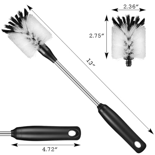 Bottle Cleaning Brush with 2 Replaceable Heads (White / 13 Inch ( Pack of 1))