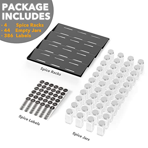 Spice Drawer Organizer with 44 Spice Jars (44 Jars, 20.25" Wide)