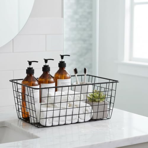 Metal Black Large Wire Basket Food Storage Organizer (Black / 2-Large)