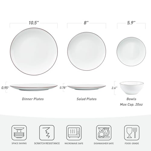 Ceramic Plates and Bowls Sets (White / Service for 4)