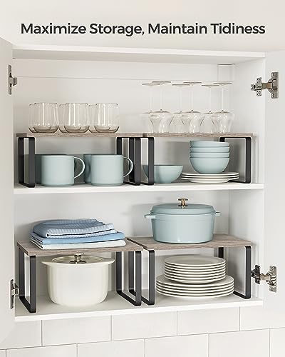 Cabinet Organizer Shelf (Black + Greige / 11.7"W)