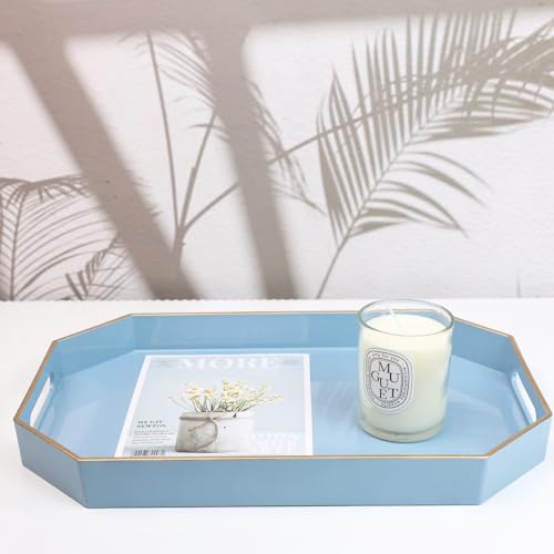 Blue Plastic Serving Tray for Ottoman (C8 Blue / 15.7" x 10.2" x 1.6")