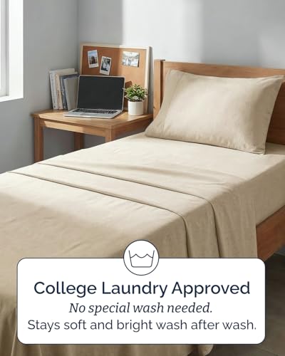 Twin XL 3 Piece Sheet Set (38 - Heathered Beige / Twin XL)
