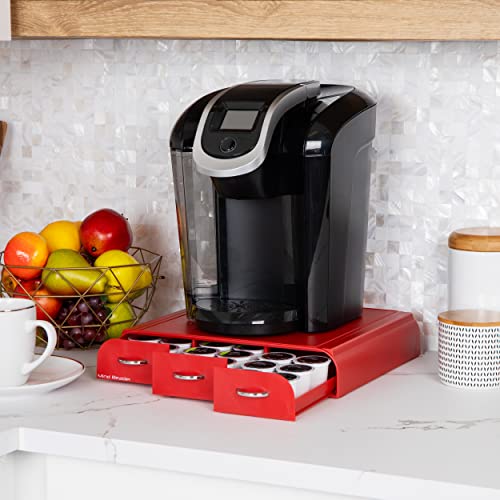 Single Serve Coffee Pod Organizer with 3 Drawers (36 Capacity / Red)