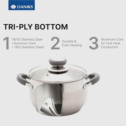 Modern 6 Piece Stainless Steel Cookware Set with Glass Lids (6-Piece Set)
