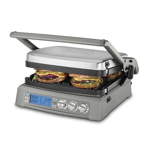 6-in-1 Elite Griddler, Electric Grill, Griddle & Top Melt, 500°F Temperature Sear Function, LCD Screen, Dishwasher-Safe Cooking Plates, GR-300NAS, Stainless Steel (New Elite)