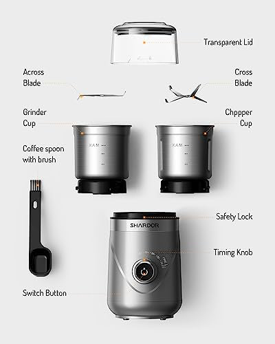 Electric Super Silent Blade Coffee Grinder (Sliver / 2 Bowl)