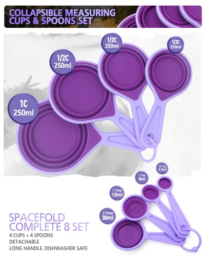 Collapsible Measuring Cups and Spoons Set (Purple)