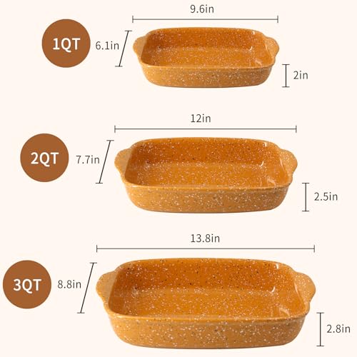 Ceramic Baking Dish Set of 3 (Orange)