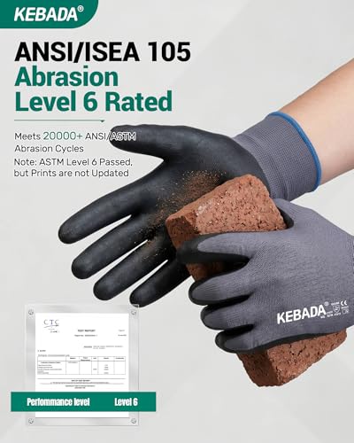 W5 Foam Nitrile Coated Work Gloves for Men & Women (12 Count)