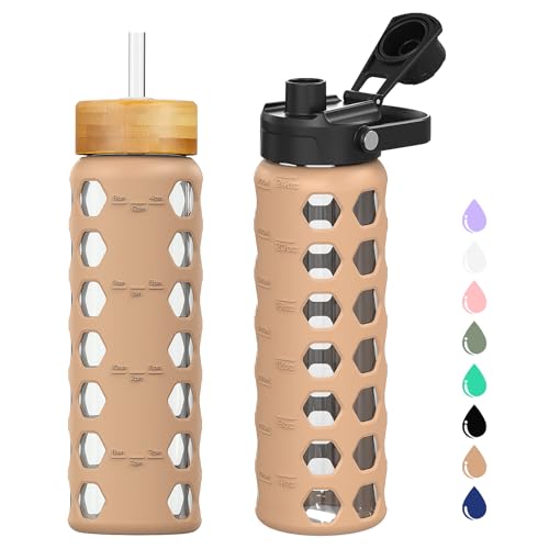 Glass Water Bottle (Amber / 24 Ounces)