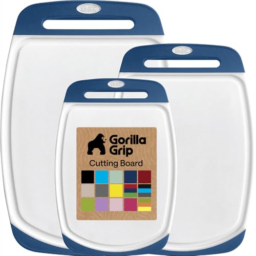 BPA Free Reversible Kitchen Cutting Board (Blue/White / Large (Pack of 3))